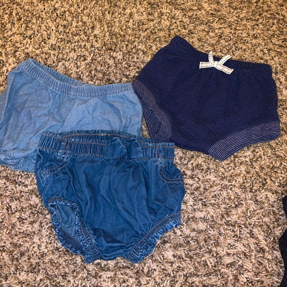 Three pairs of denim shorts size 12 months